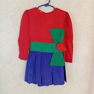 Host Pick! Vintage 80s Girls Little Grown Ups Colorblock Dress size 4 Retro
